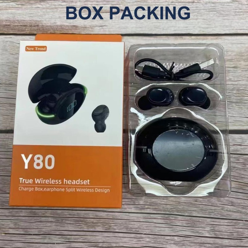 Hx Tai Nghe bluetooth y80 tws Có Đèn led Và Phụ Kiện