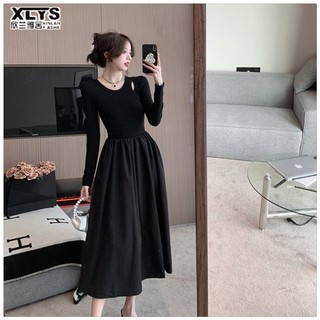 Xin lan ya she Đầm Ôm Dáng Khoét Rỗng Phong Cách hepburn retro Đơn Giản Cho Nữ