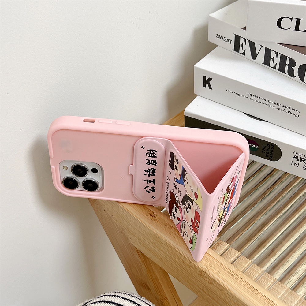 Ốp Điện Thoại Da Gập Gọn In Hình Cậu Bé Bút Chì shin chan Cho iphone 15 14 pro max 13 12promax