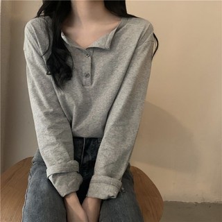 Áo Thun Dài Tay Màu Trơn Dáng Rộng Thiết Kế Mỏng Kiểu Dáng Mới Thời Trang Dành Cho Nữ