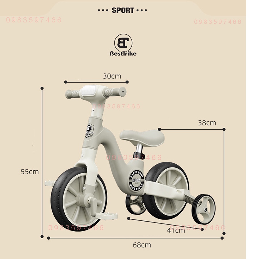 Xe chòi chân, xe thăng bằng đa năng 3in1-Xe đạp 3 bánh - có đèn nhạc cao cấp tải trọng 100kg, Obama Baby