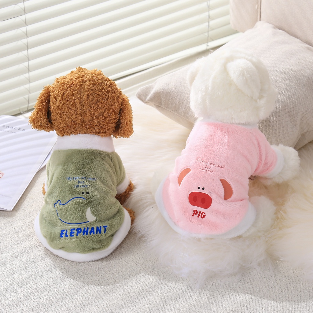 Áo hoodie Vải Bông Ấm Áp Họa Tiết Mặt Động Vật Dễ Thương Thời Trang Thu Đông Cho Thú Cưng