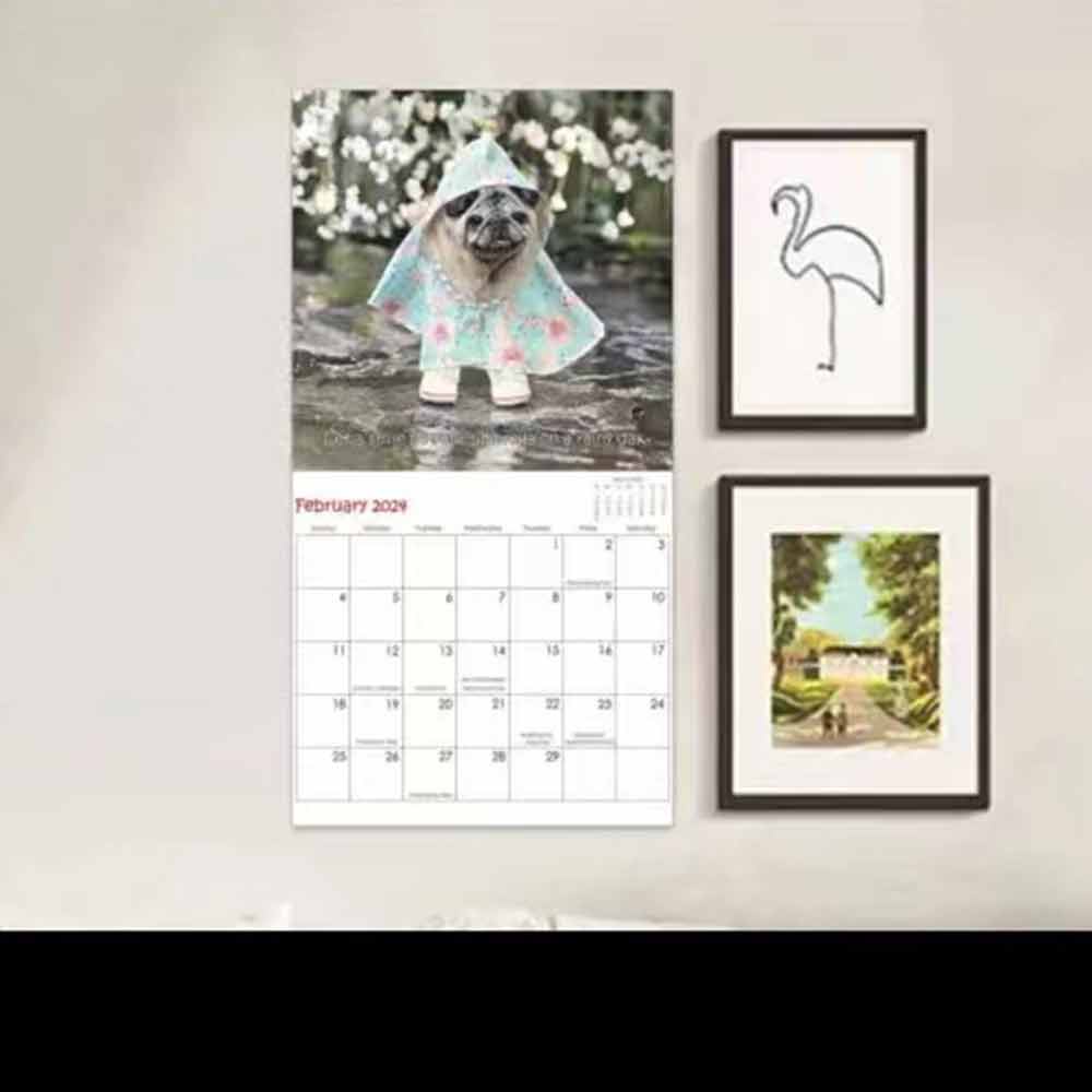 Pugs and Kisses 2024 Calendar Dog Breed Wall Calendar Month to View Calendar
