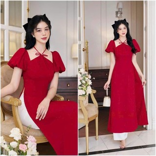Sét áo dài cách tân cổ yếm cột nơ tay phồng chất lụa nhung
NHƯ Ý
