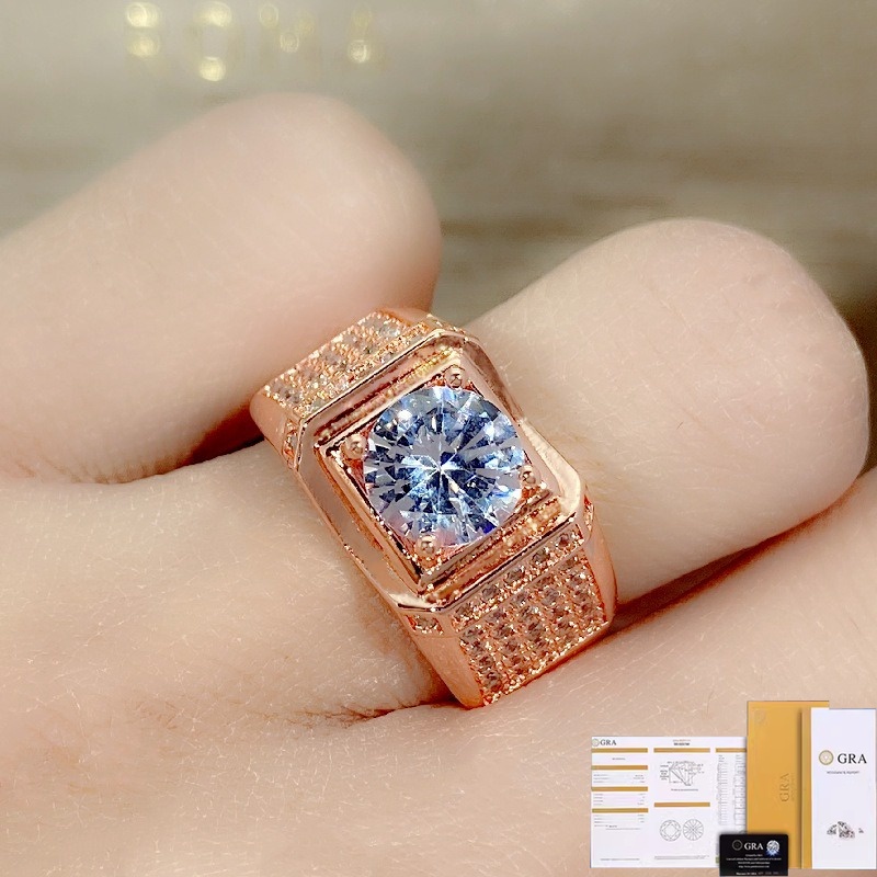 [Giấy chứng nhận GRA miễn phí] Nhẫn Moissanite vàng 925 độc đoán