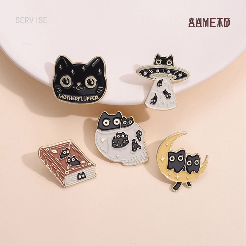 Aayetd Huy Hiệu Cài Áo Hình Mèo Hoạt Hình Đầu Lâu Cá Tính Ma Thuật Cuốn Sách Tàu Vũ Trụ