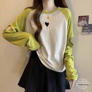 Áo Thun Tay Dài Dáng Rộng In Hình Khối Màu Sắc Thời Trang Cho Nữ