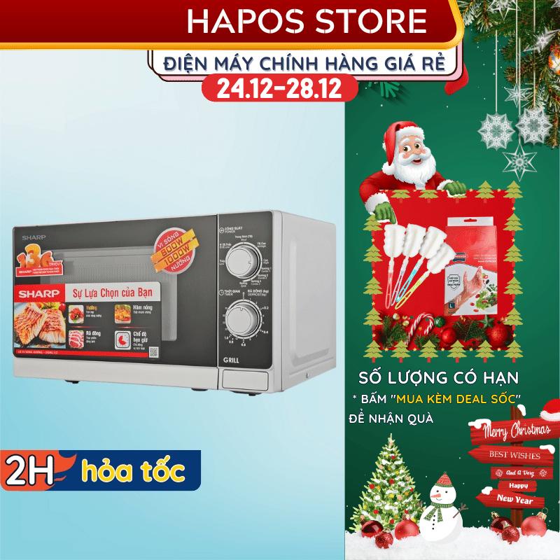 Lò vi sóng Sharp có nướng 20 lít Chính hãng 1000W R-G222VN-S - Thương hiệu Nhật - HAPOS OFFICIAL