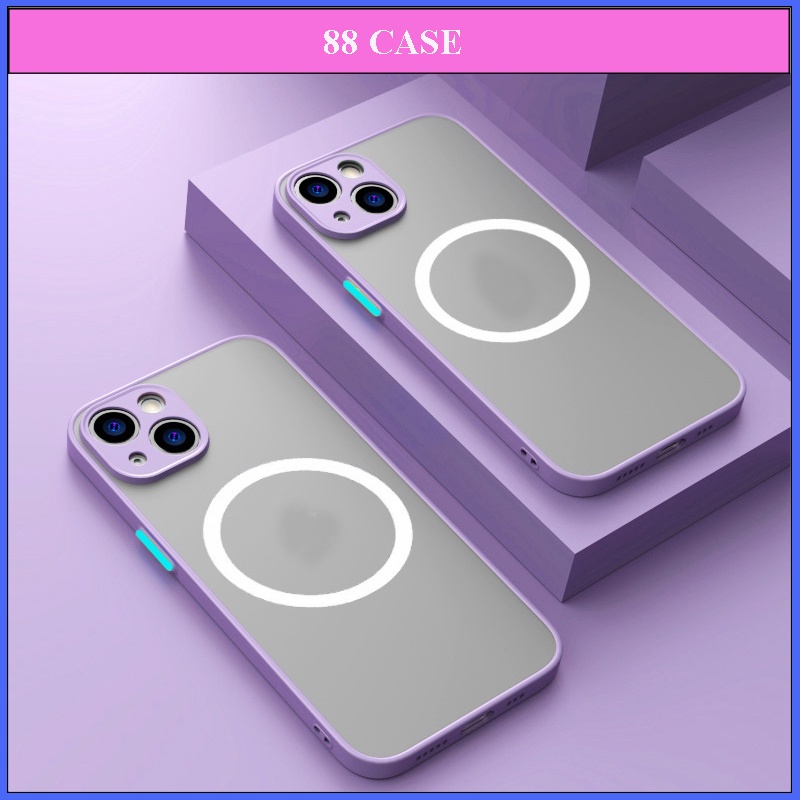 Ốp Lưng Từ Tính iphone Nhám Viền Tím 14 promax 13 promax 12 promax 11 pro max- 88 Case