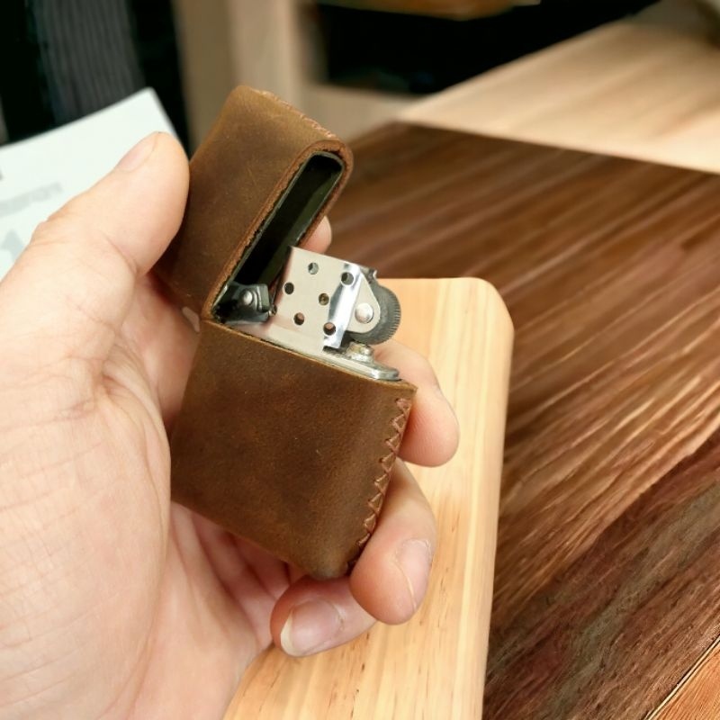 Bao Da Trùm Zippo Classic, Bao da Thật Zippo, da handmade