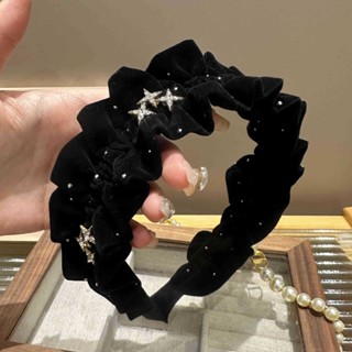 Cài tóc vải nhung họa tiết ngôi sao sang trọng thời trang thu đông 2024