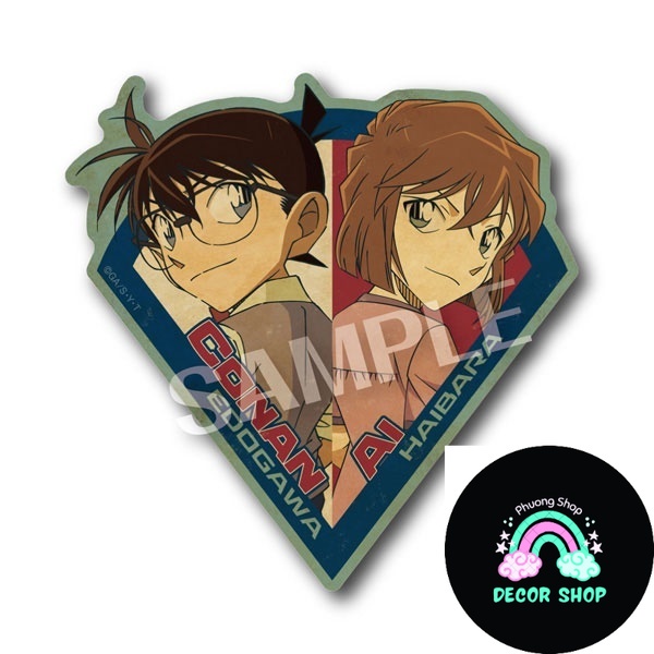Móc khóa Detective Conan Travel Sticker 9. Conan & Haibara Ai Amuro Phụ kiện trang trí túi xách Balo