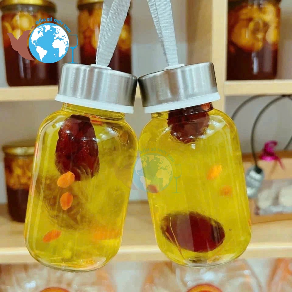 Chai thủy tinh 150ml / chai thủy tinh có dây xách 150ml / lọ thủy tinh đựng yến 150 / chai dây 150