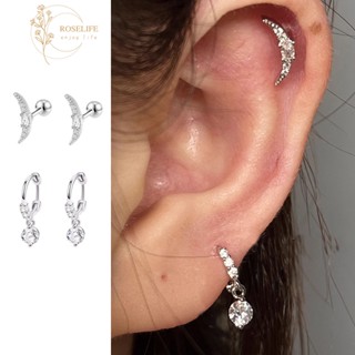 1 Cặp Bông Tai Mạ Bạc 925 Hình Quả Cầu Pha Lê Lấp Lánh Không Gây Dị Ứng Dành Cho Nam Và Nữ