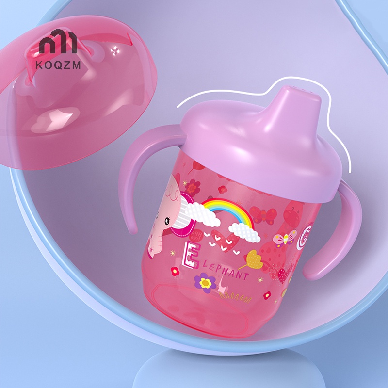 [Koqzm] Cốc uống nước học tập cho bé có tay cầm Lật chai nước chống rò rỉ Cốc mỏ vịt [mới]