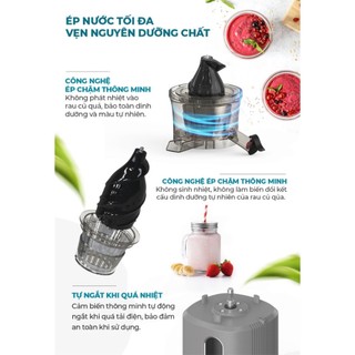 MÁY ÉP CHẬM SUNHOUSE SHD5503, Công suất 240W, Dung tích 800ml, 3 chế độ on/off/đảo. Công nghệ lưới lọc PUREMAX