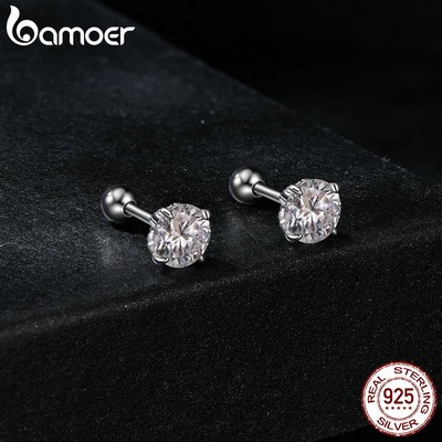 BAMOER Bông Tai Bạc 925 ĐíNh Đá LấP LáNh 0.5ct MSE050