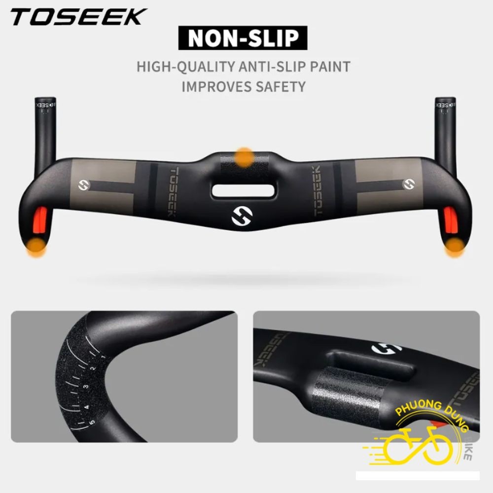 Ghi đông cong dẹp xe đạp road Carbon TOSEEK 400 / 420 x 31.8mm (Kiểu 03)