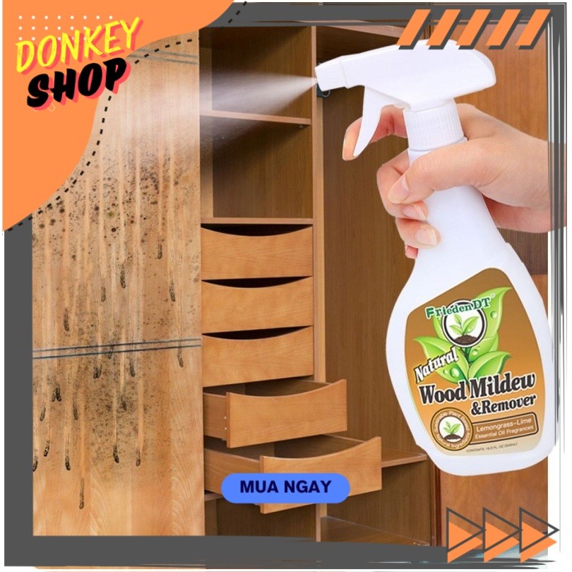 Dung Dịch Tẩy Nấm Mốc Siêu Sạch Đồ Gỗ, Đồ Nội Thất, Tủ Quần Áo Cao Cấp 500ml DONKEY99