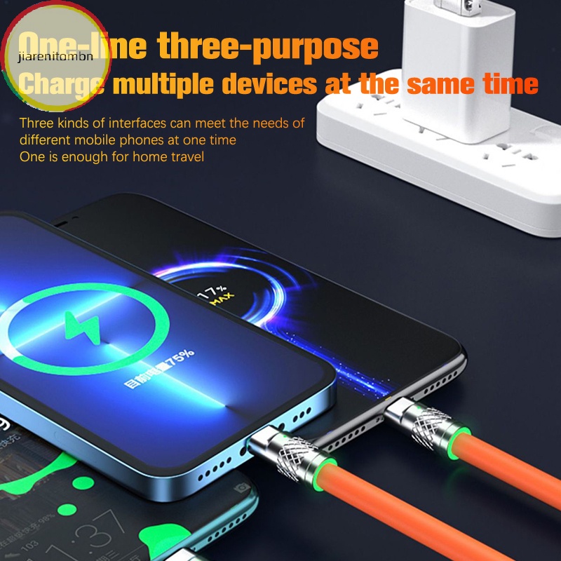 Dây Cáp Sạc Nhanh usb Loại c 120w 3 Trong 1 Có Đèn Cho huawei samsung xiaomi vn