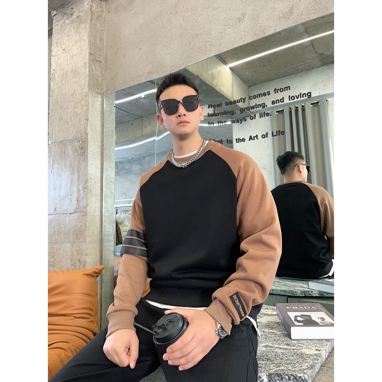 Màu Sắc Áo Thun Dáng Rộng Cổ Tròn Phối Màu Tương Phản Thời Trang Mùa Xuân Dành Cho Nam