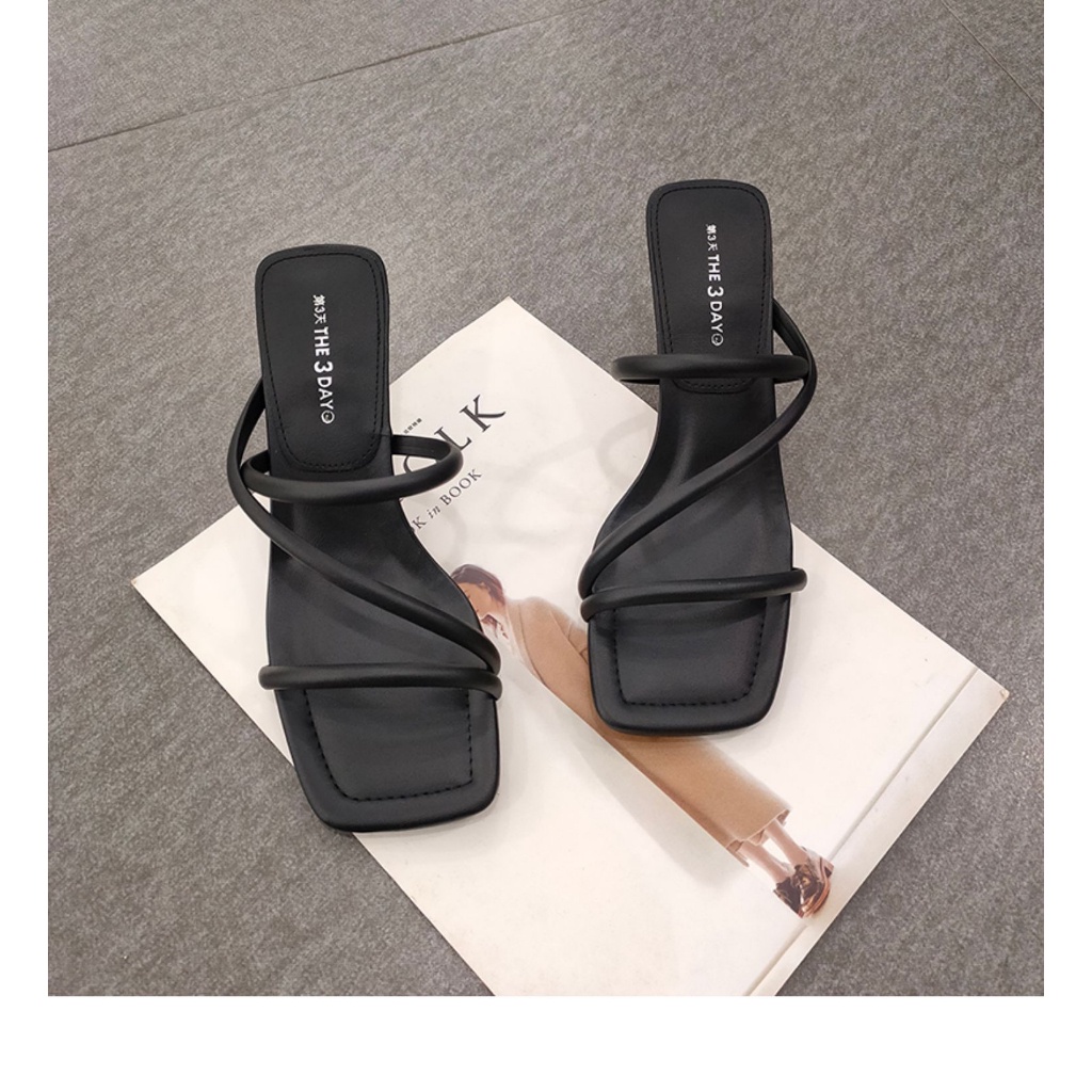 Sandal cao gót 7p , sandal mũi vuông basic hot trend 2023 mà TD74