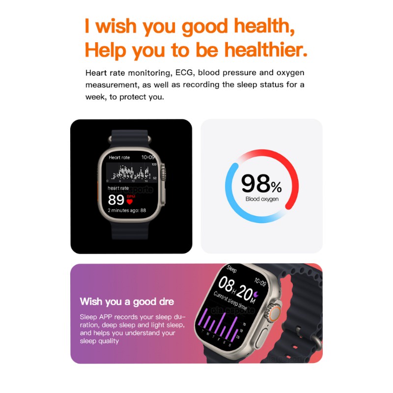 Đồng Hồ Thông Minh 2023 new t900 ultra series 8 ultra 49mm 1: 1 8 ultra Hỗ Trợ Theo Dõi Sức Khỏe android