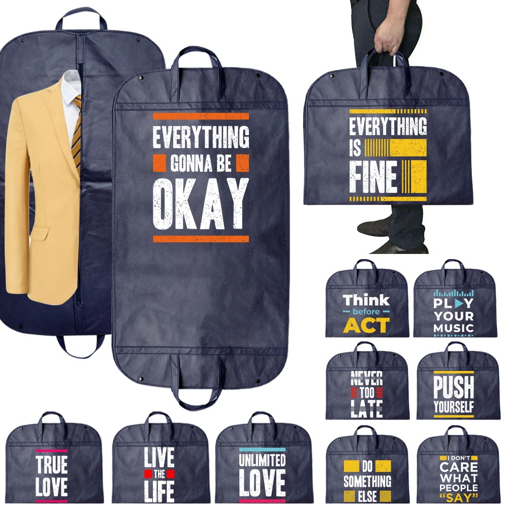 Zipper Clothes Dust-proof Cover Phrase Letter Printed Household Garment Protector Enclosed Cover Bag