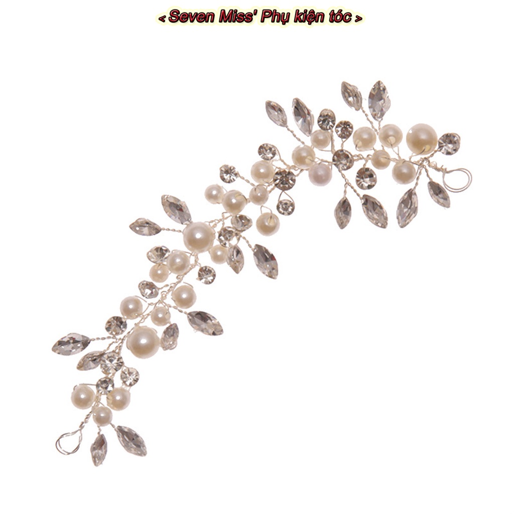 Băng Đô Cài Tóc Đính Đá Ngọc Trai Siêu Bền Sang Trọng Cho Cô Dâu