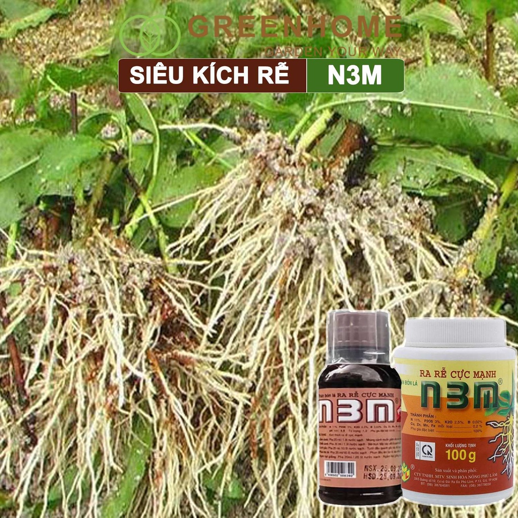 Phân kích rễ H2T Farm, N3M, hũ 100gr, dùng giâm, chiết cành, ngâm hạt giống