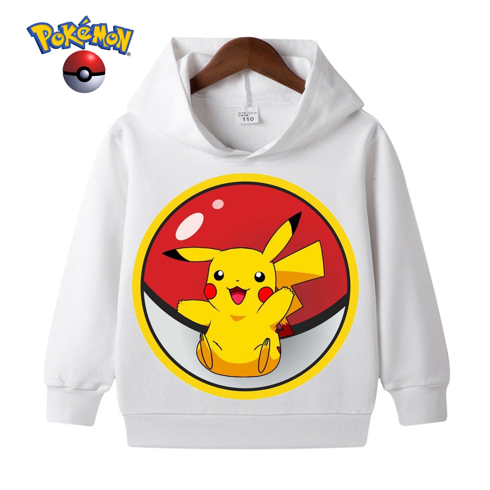 Áo hoodie Tay Dài In Hình pikachu Ngộ Nghĩnh Cho Bé Trai Thời Trang