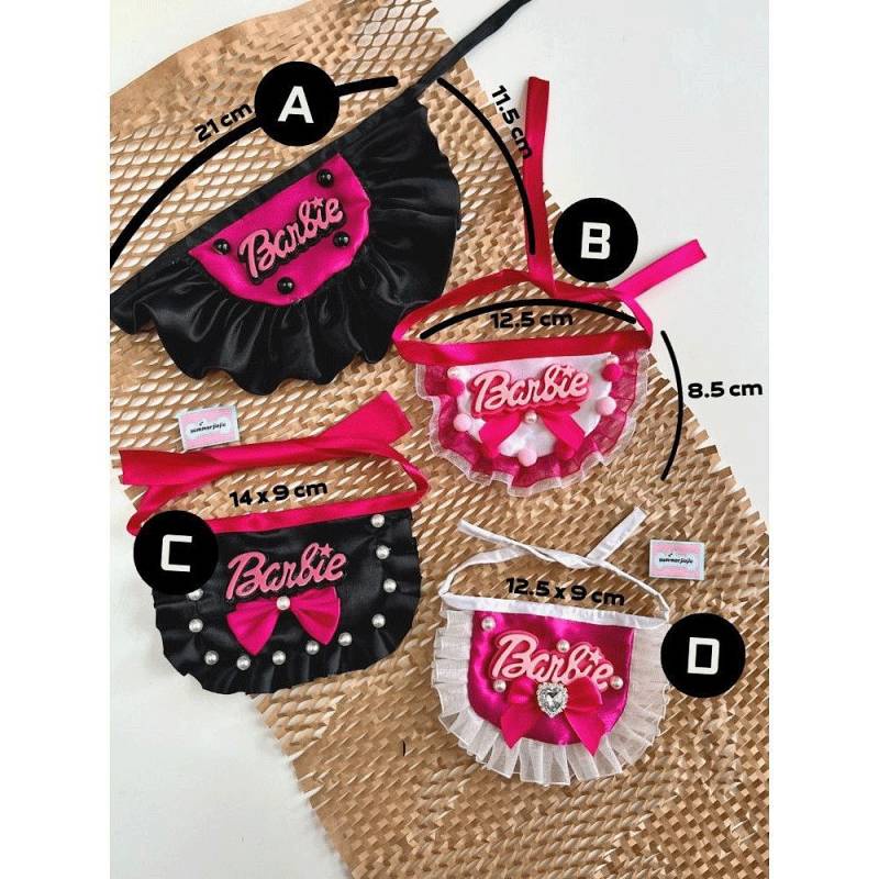 Barbie Doll Pet's Saliva Towel Collar Pink Lace Cat Puppy Original Handmade Bow Birthday Bib LaiD