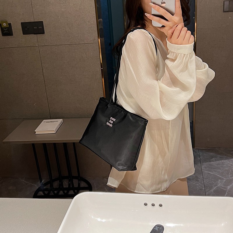 Shi chen Túi đeo dưới cánh tay Bằng nylon Co Giãn Cao Thêu Họa Tiết Phong Cách Hàn Quốc Thời Trang Cao Cấp
