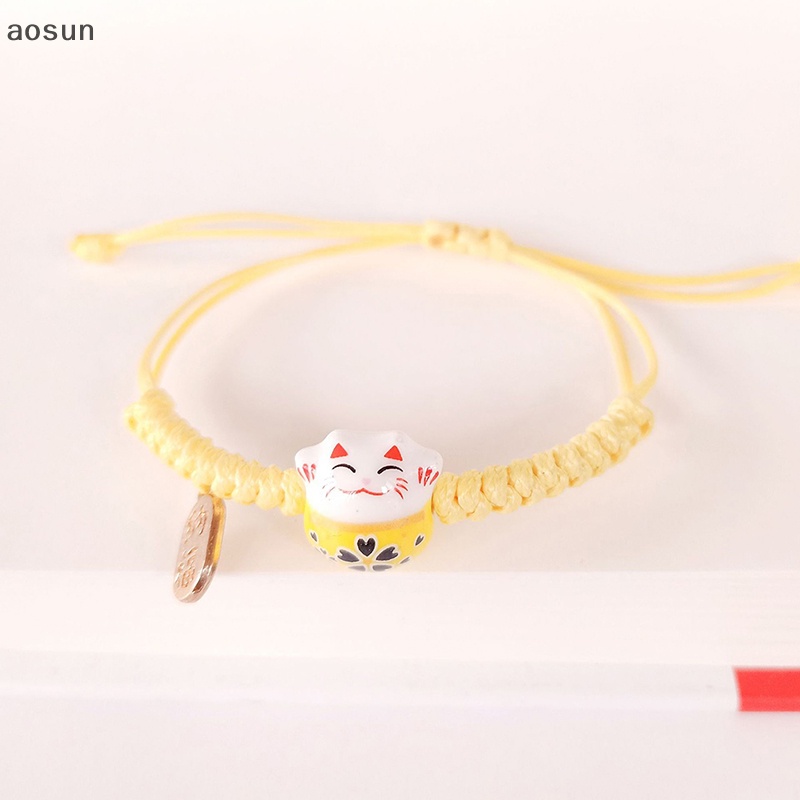 Aosun Vòng Đeo Tay Hình Chú Mèo May Mắn Bằng Gốm Dệt Tay Cho Cặp Đôi