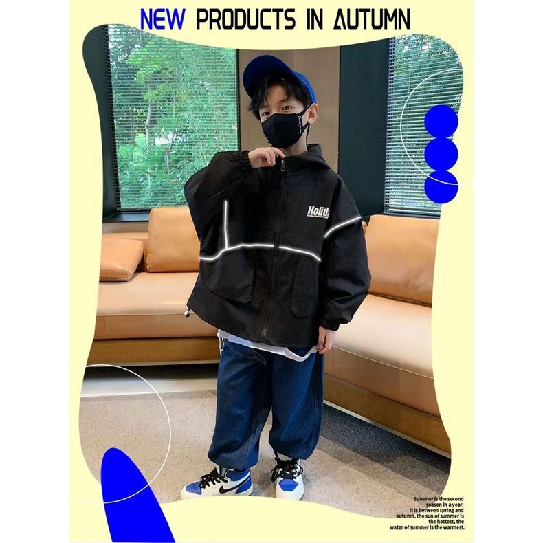 Áo Khoác Chống Gió Thời Trang Cho Bé Trai Trung Niên