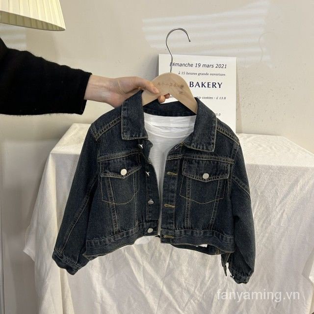 Bộ Áo Khoác jeans denim + Quần jeans Phong Cách Phương Tây Thời Trang Xuân Thu Cho Bé Gái xmyf