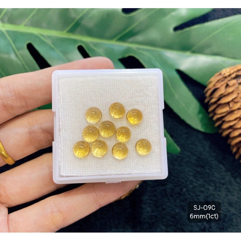 Mặt Đá Mài Láng Citrine, Amethyst và Moonstone Tròn 6-8mm