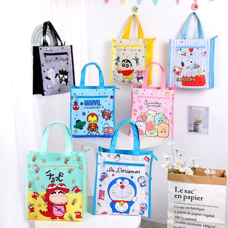 Dễ Thương Túi Vải oxford Hai Lớp In Họa Tiết Hoạt Hình Xinh Xắn