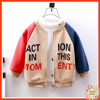Áo Khoác Bóng Chày Bằng Vải cotton Trơn Dễ Thương Dành Cho Bé Trai 0-9 Tuổi