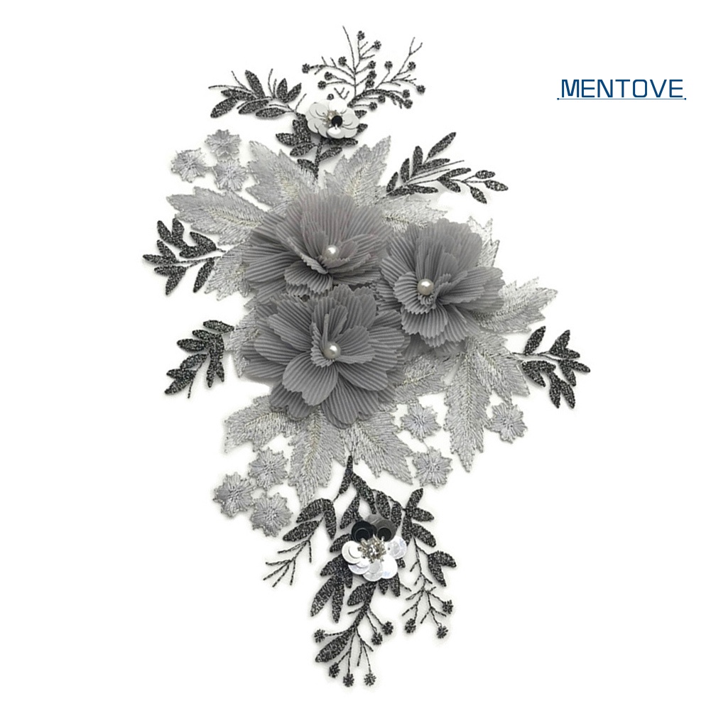 Miếng Dán Thêu Ren Hoa Đính Hạt Thủ Công Trang Trí Quần Áo Thun