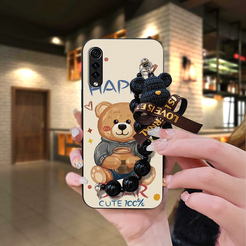 Silicone Anti-knock Phone Case For LG Velvet 4G/5G Back Cover cute Black pearl pendant Dirt-resistant phone case Cartoon