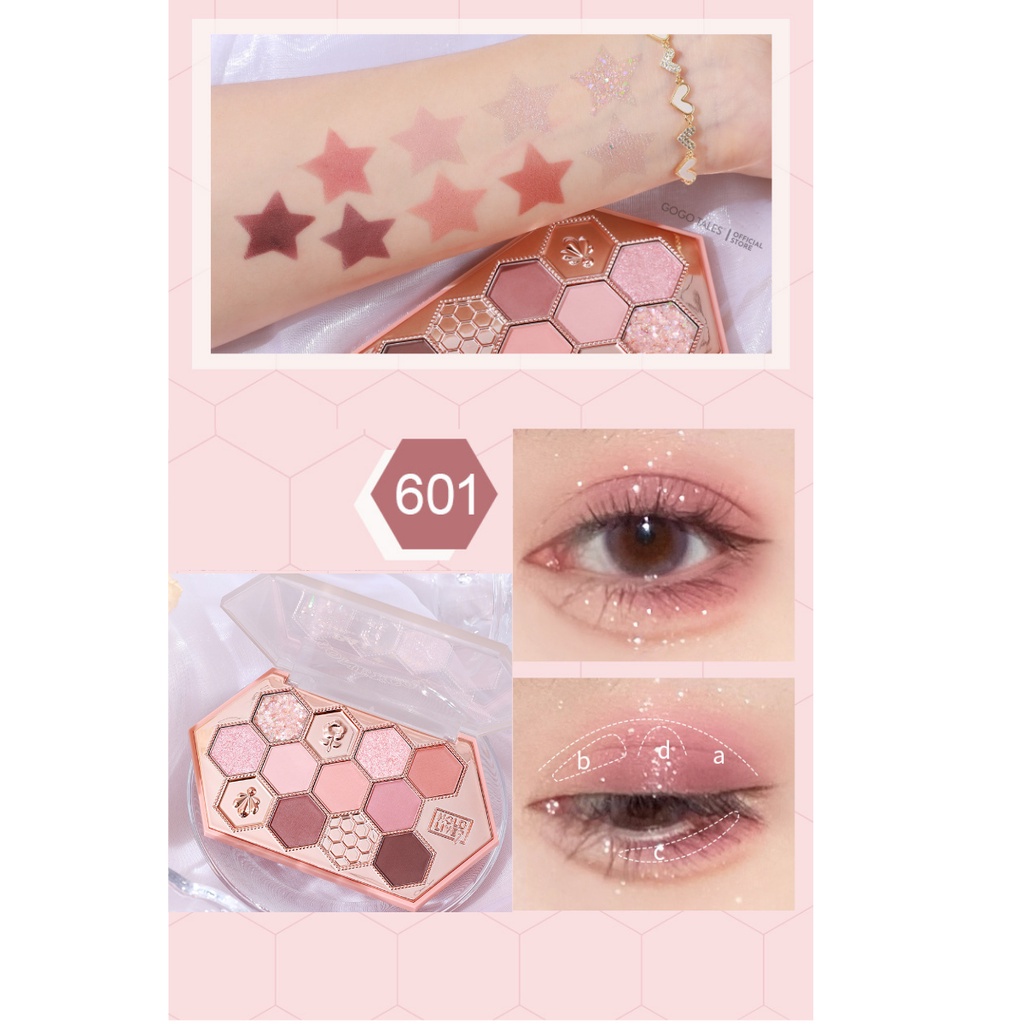 Phấn mắt nội địa trung Hold Live chính hãng Bảng mắt Chamm nhiều màu có nhũ chống thấm nước HoneyComb cao cấp HL506 .