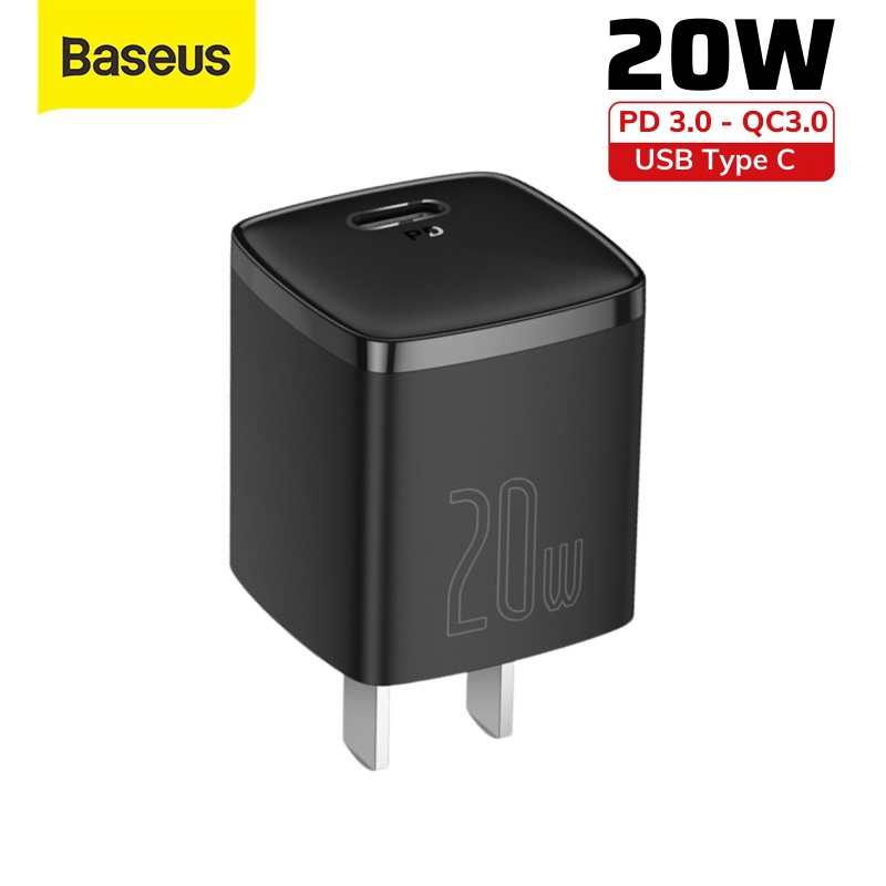 Củ sạc Baseus 20W USB C hỗ trợ sạc nhanh Type C PD / QC 3.0 cho điện thoại samsung, xiaomi và 14 13 12 11 8