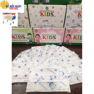 (HOT HOT)Hộp khẩu trang Trẻ em Thiên Thủy (50 cái) 3 lớp- Cao cấp- Nhiều hình siêu dễ thương