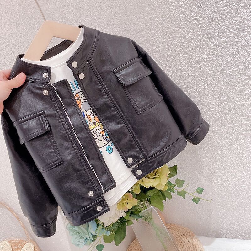 Áo Khoác Da Phong Cách Phương Tây Thời Trang Mùa Thu Cho Bé Gái