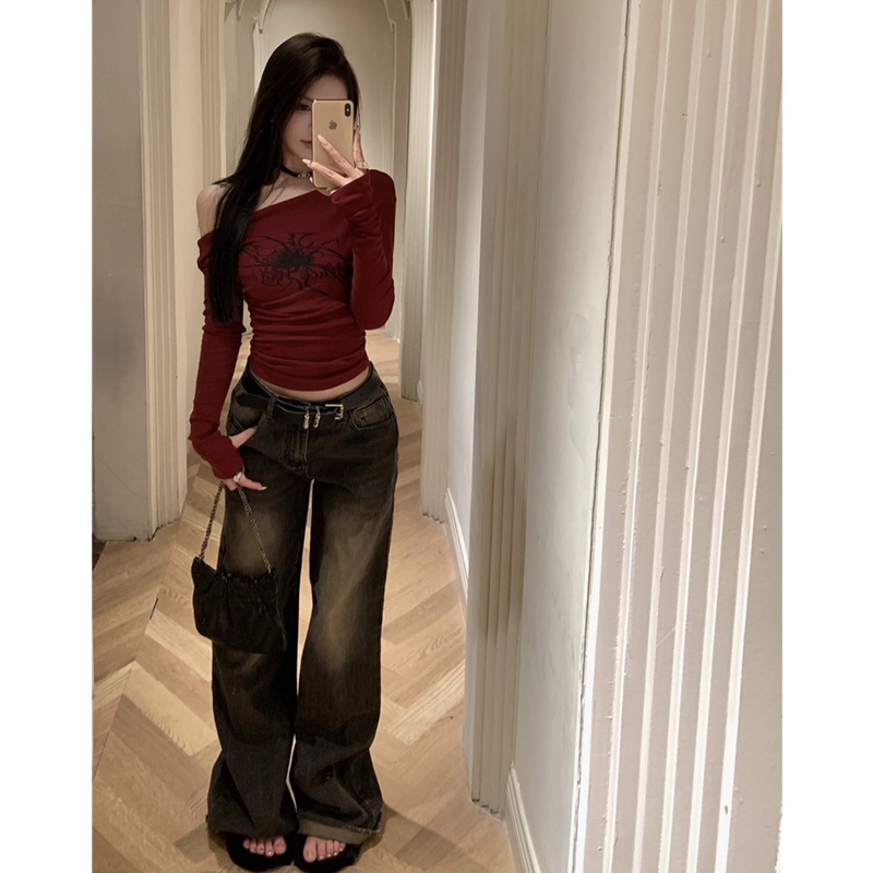 Áo Thun Tay Dài Hở Vai Dáng Ôm Thời Trang Dành Cho Nữ