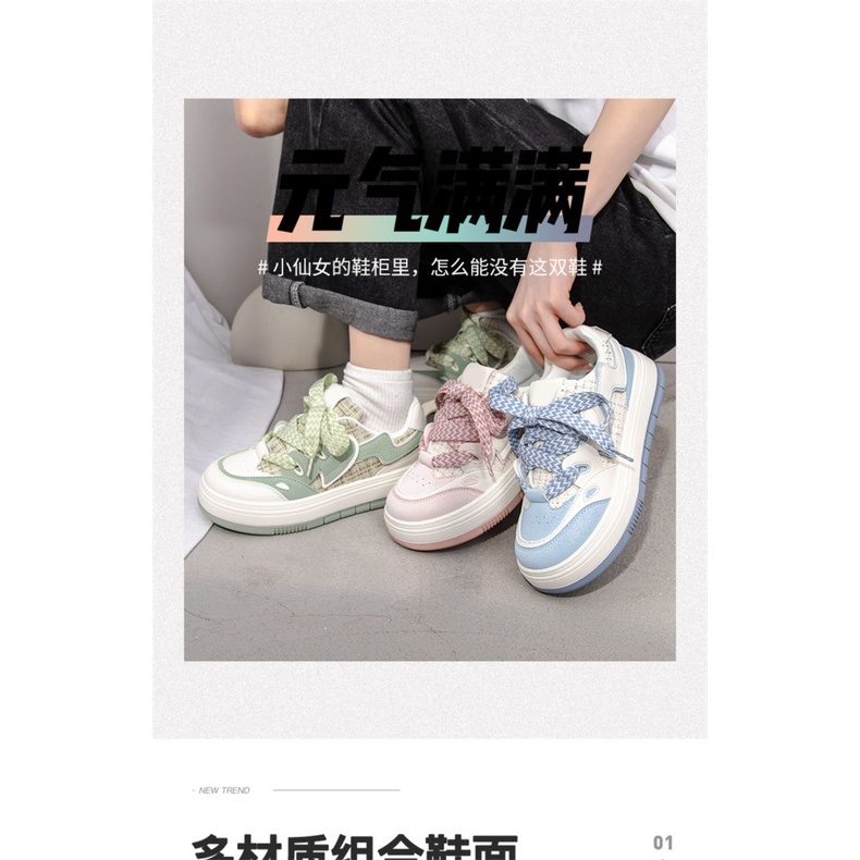 IELGY Giày Thể Thao Trắng Phong Cách Mới Cho Nữ