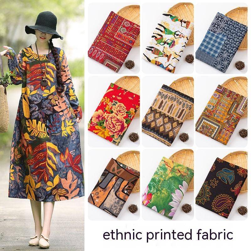 Khăn Trải Bàn Vải cotton Lanh In Họa Tiết Thổ Cẩm Kiểu vintage