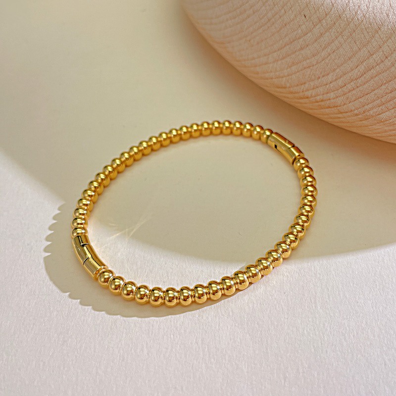 Vòng Tay Hạt Tròn Bằng Thép Titan Không Gỉ 5mm Thời Trang Mới Cho Nam Và Nữ