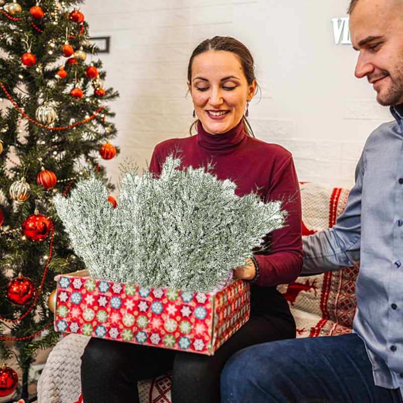 Set 1 / 5 Bình Hoa Tuyết Giả Trang Trí Giáng Sinh